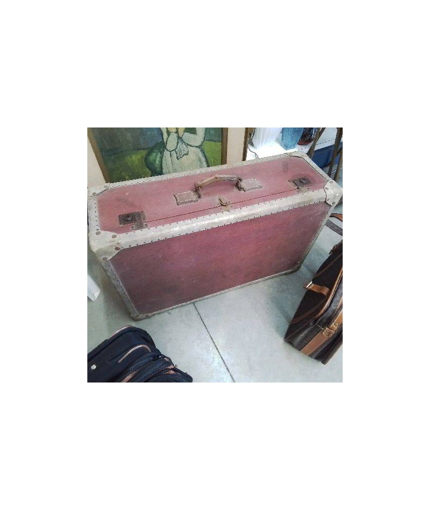 VALISE ANCIENNE CUIR ROUGE 