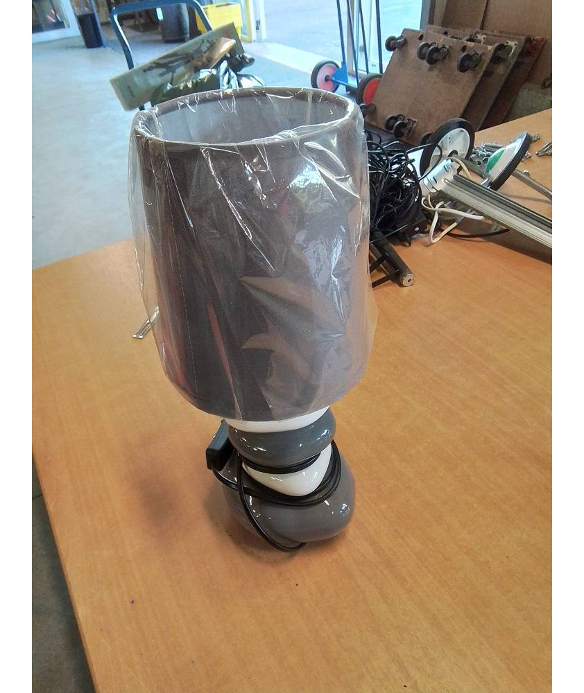 LAMPE GALETS CÉRAMIQUE GRIS BLANC AJ GRIS