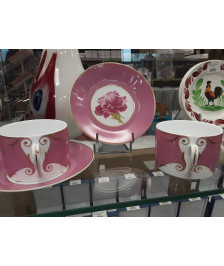 PAIRE DEJEUNER CHRISTIAN LACROIX PORCELAINE ROSE