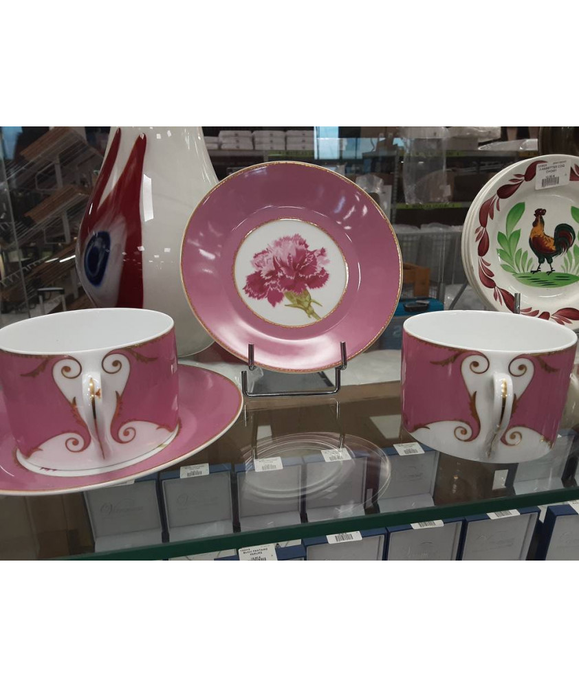 PAIRE DEJEUNER CHRISTIAN LACROIX PORCELAINE ROSE PAIRE DEJEUNER CHRISTIAN LACROIX PORCELAINE ROSE