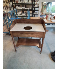 TABLE DE TOILETTE LOUIS PHILIPPE 1 TIROIR DESSUS MARBRE BLANC  