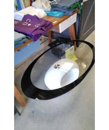 TABLE BASSE CONTEMPORAINE- VERRE OVALE 
