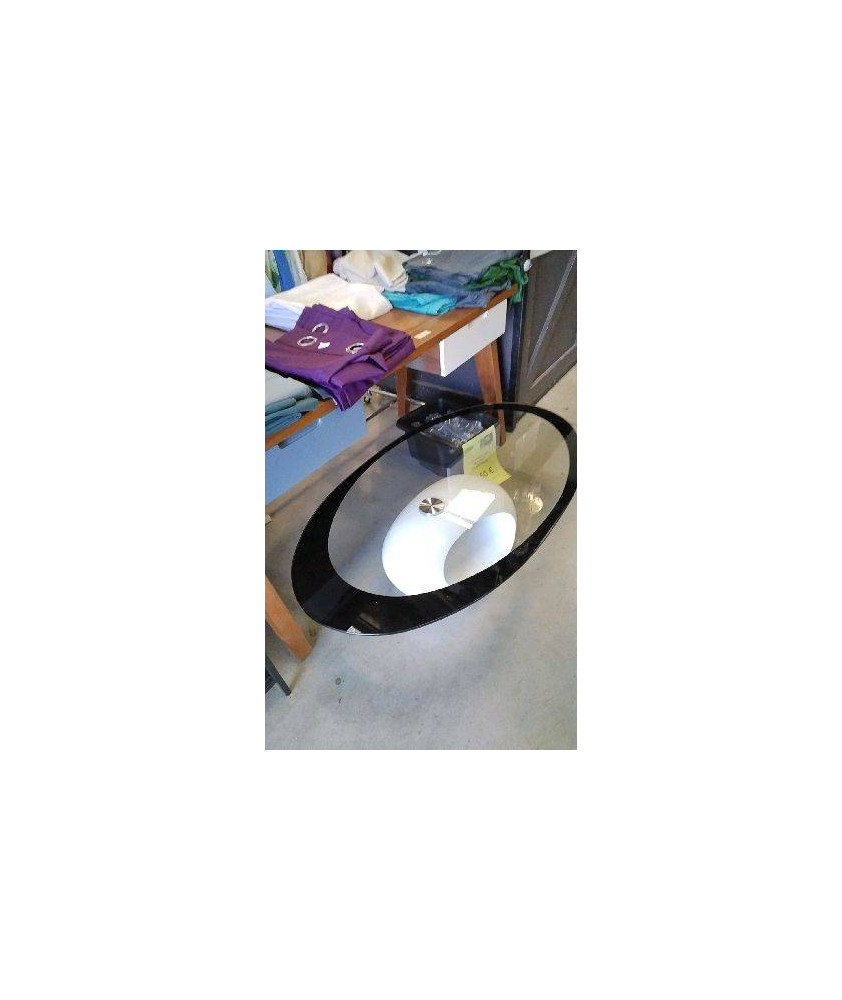 TABLE BASSE CONTEMPORAINE- VERRE OVALE 