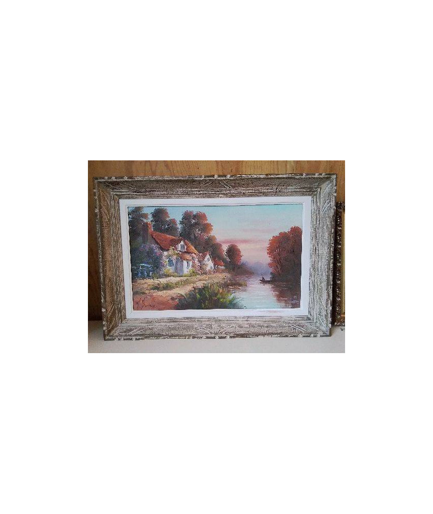 TABLEAU ’MAISON AU BORDS DE L’EAU’ DE M. BONVIN