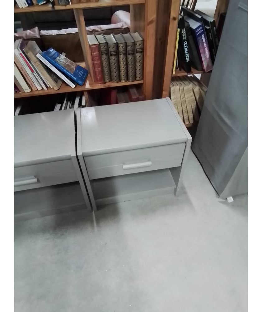 CHEVET BOIS PEINT TAUPE 1 TIROIR 1 NICHE 