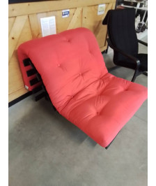 FUTON BOIS NOIR ASSISE TISSU ROUGE KARUP
