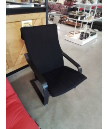 FAUTEUIL LUGE BOIS ET TISSU NOIR