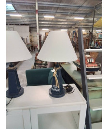 LAMPE A POSER BOIS BLEU CLUB NAUTIQUE AJ ÉCRU 
