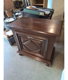 MEUBLE BAR 1 PORTE BOIS SCULPTÉ PIEDS BOULES STYLE BRUTALISTE 