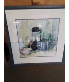 AQUARELLE NATURE MORTE A LA THÉIÈRE AM SAVALLE