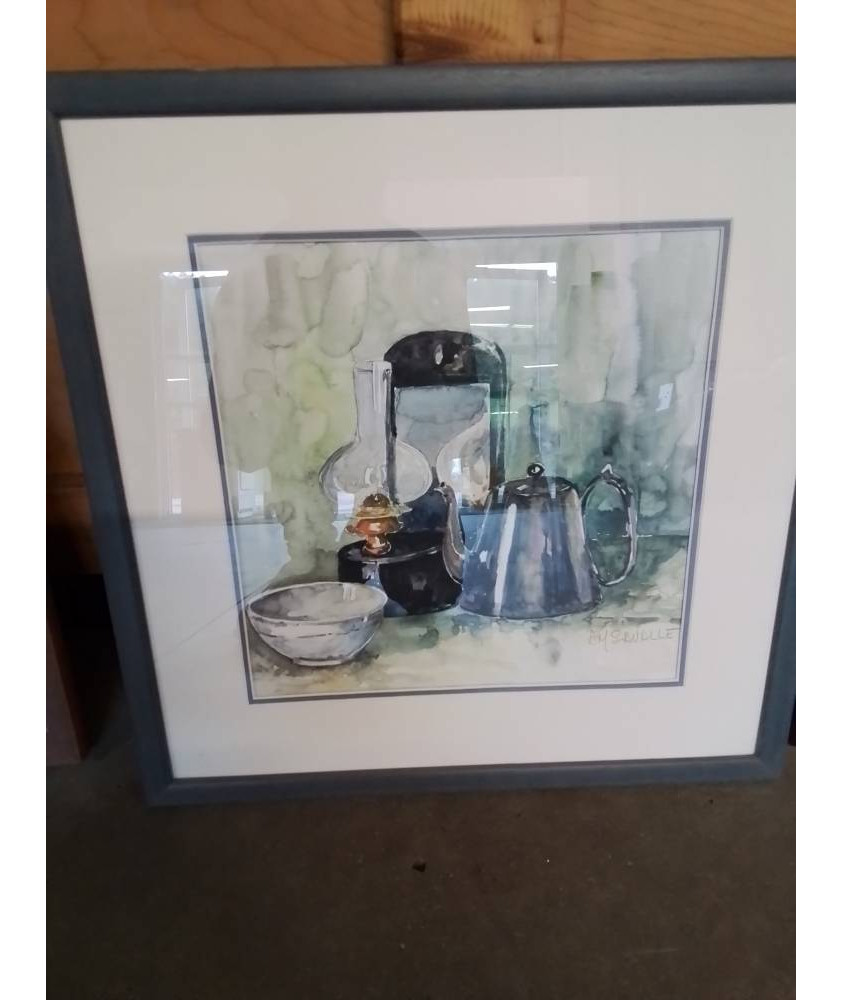 AQUARELLE NATURE MORTE A LA THÉIÈRE AM SAVALLE