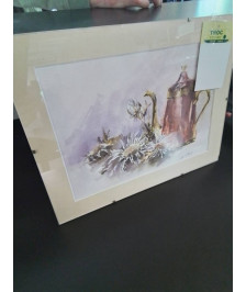 AQUARELLE NATURE MORTE CAFETIÈRE 