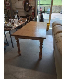 TABLE RECTANGULAIRE BOIS CLAIR PIEDS TOURNÉS BALUSTRE 180X85X75,5CM
