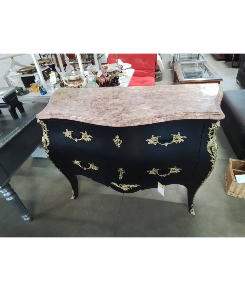 COMMODE GALBEE BOIS NOIR 2 TIROIRS PLATEAU MARBRE STYLE LOUIS XV COMMODE GALBEE BOIS NOIR 2 TIROIRS PLATEAU MARBRE STYLE LOUIS XV
