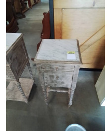 CHEVET BOIS CÉRUSE PLATEAU MARBRE 1 PORTE 1 TIROIR FIN XIXE 