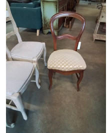 CHAISE NAPOLÉON III ACAJOU ASSISE VELOURS DAMASSE