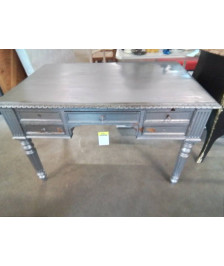 BUREAU LOUIS PHILIPPE BOIS ARGENTÉ 4 TIROIRS 