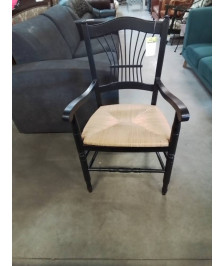 FAUTEUIL BOIS NOIR PAILLÉ 