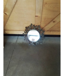MIROIR ROND MÉTAL AUX FEUILLES 