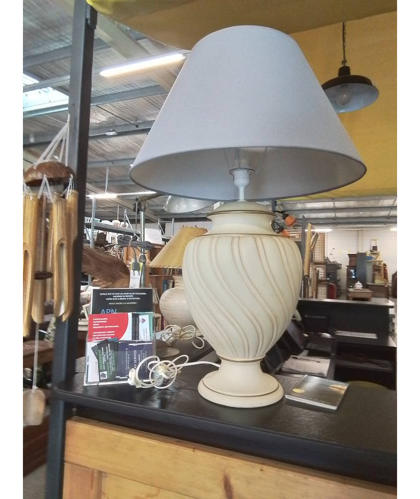 LAMPE BALUSTRE CÉRAMIQUE ECRU AJ GRIS 