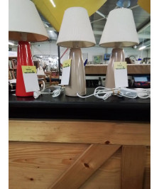 LAMPE CONIQUE CÉRAMIQUE TAUPE AJ ECRU