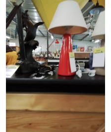 LAMPE CONIQUE CÉRAMIQUE ROUGE AJ ECRU 