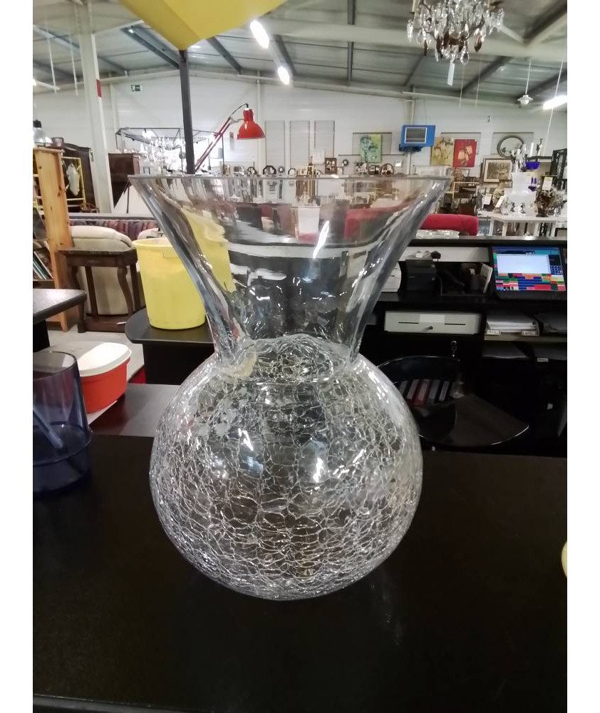 VASE VERRE  CRAQUELÉ 28CM