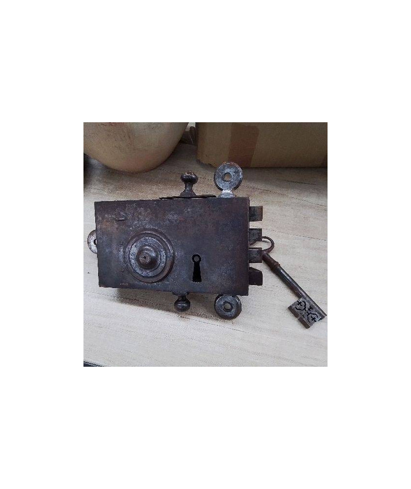 SERRURE ANCIENNE AVEC SA CLÉ 