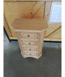 MEUBLE BOIS NATUREL MOULURÉ 4 TIROIRS 