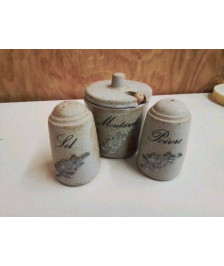 ENSEMBLE DE 3 POTS A CONDIMENT EN GRES 