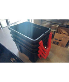 CAISSE PLASTIQUE NOIRE A ROULETTES 