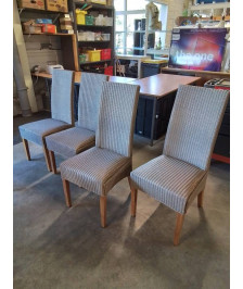 4 CHAISES VANNERIE TAUPE PIÈTEMENT BOIS CLAIR LOOM FLORENCE