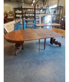 TABLE OVALE EXTENSIBLE BOIS SCULPTÉ 120X71CM 3RAL45CM