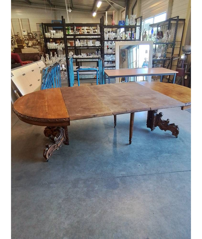 TABLE OVALE EXTENSIBLE BOIS SCULPTÉ 120X71CM 3RAL45CM