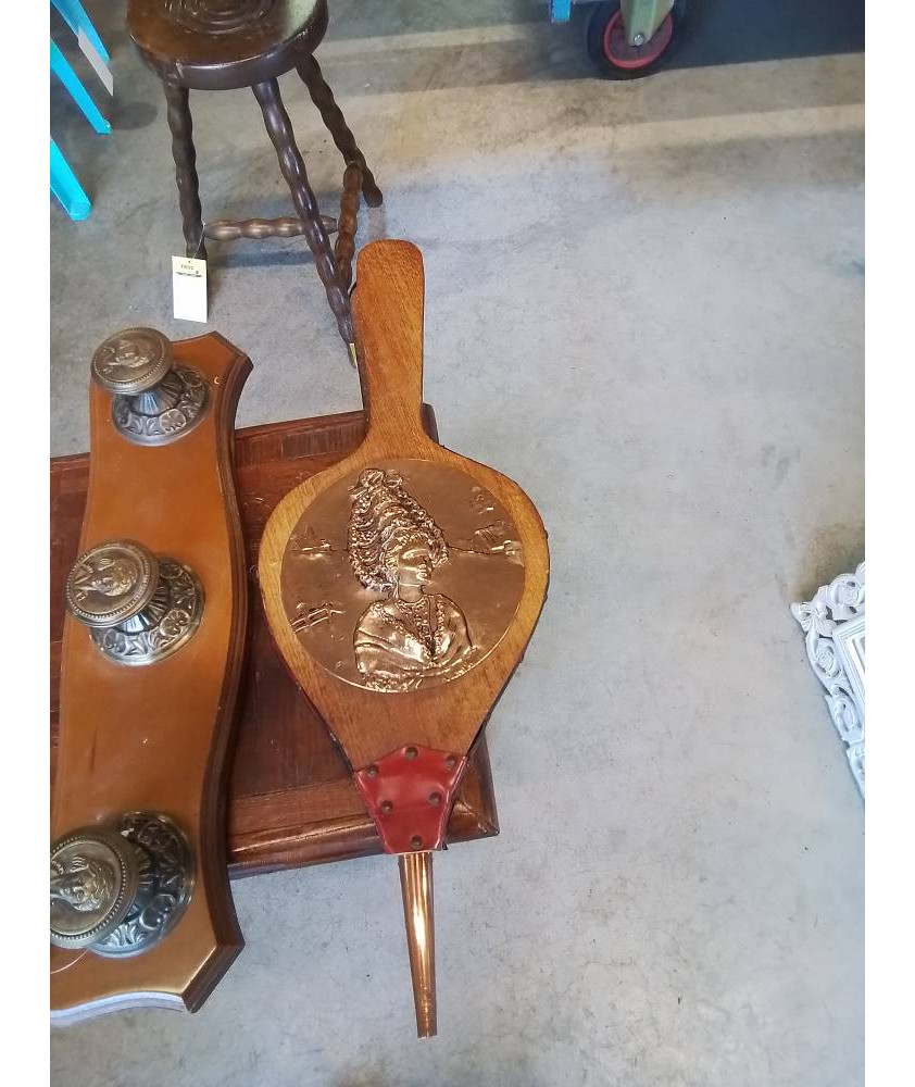 SOUFFLET DE CHEMINÉE BOIS ET CUIVRE 