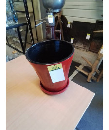 CACHE POT TERRE CUITE ROUGE ET NOIR