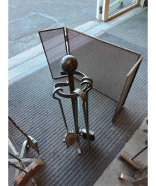 SERVITEUR DE CHEMINÉE FER FORGÉ 5 PIÈCES 