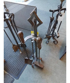 SERVITEUR DE CHEMINÉE FER FORGÉ 4 PIÈCES 