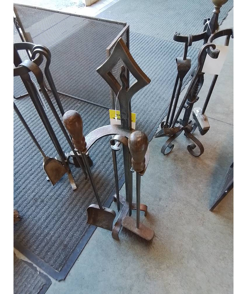 SERVITEUR DE CHEMINÉE FER FORGÉ 4 PIÈCES 