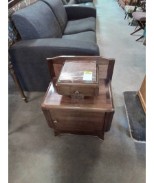 CHEVET ART DÉCO BOIS 1 PORTE DESSUS MARBRE ROUGE VEINÉ 
