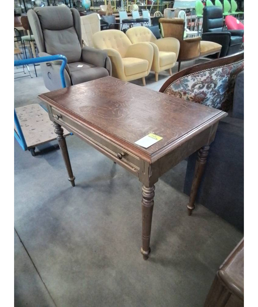 BUREAU RECTANGULAIRE BOIS PIÈTEMENT PEINT DORÉ 1 TIROIR FIN XIXE