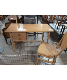 BUREAU ROTIN AVEC SA CHAISE