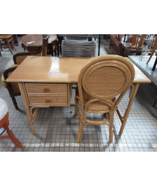BUREAU ROTIN AVEC SA CHAISE