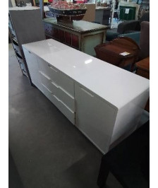 BUFFET BOIS BLANC LAQUÉ 3 TIROIRS 2 PORTES