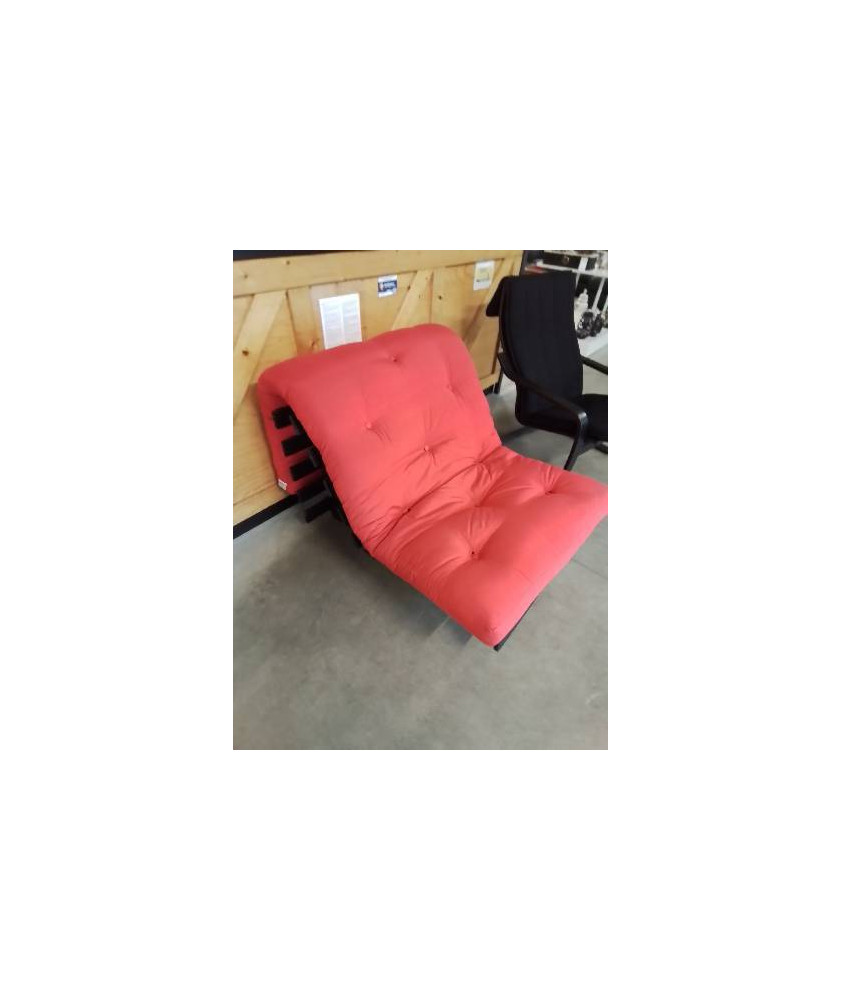 FUTON BOIS NOIR ASSISE TISSU ROUGE KARUP