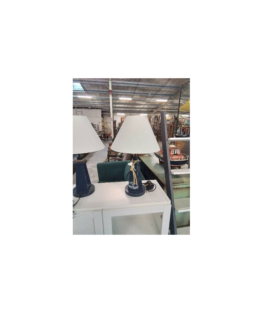 LAMPE A POSER BOIS BLEU CLUB NAUTIQUE AJ ÉCRU 