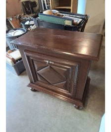MEUBLE BAR 1 PORTE BOIS SCULPTÉ PIEDS BOULES STYLE BRUTALISTE 