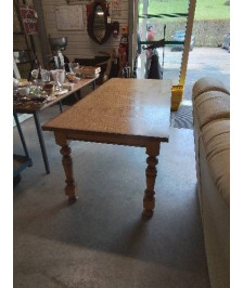 TABLE RECTANGULAIRE BOIS CLAIR PIEDS TOURNÉS BALUSTRE 180X85X75,5CM