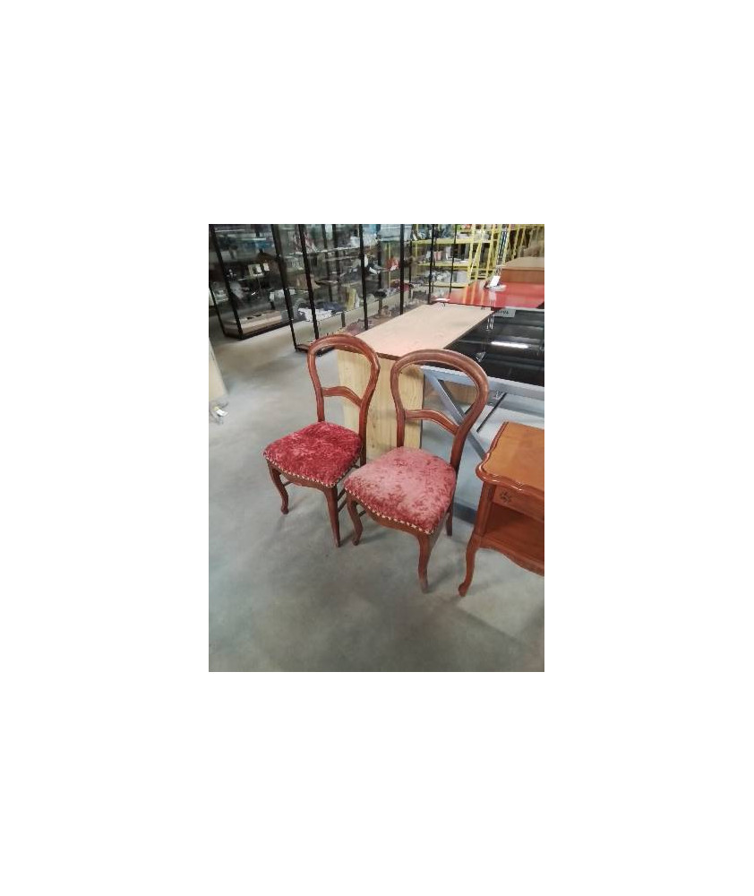 PAIRE DE CHAISES NAPOLÉON III ACAJOU ASSISE  VELOURS ROUGE 