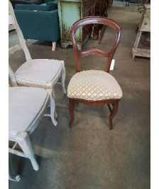 CHAISE NAPOLÉON III ACAJOU ASSISE VELOURS DAMASSE